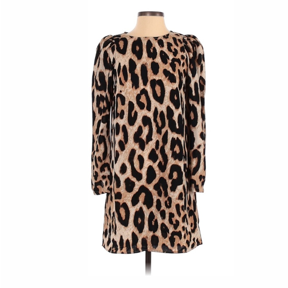 HM leopard dress with puffed sleeves